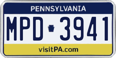PA license plate MPD3941