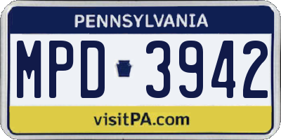 PA license plate MPD3942
