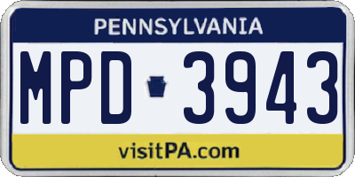 PA license plate MPD3943