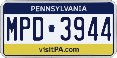 PA license plate MPD3944