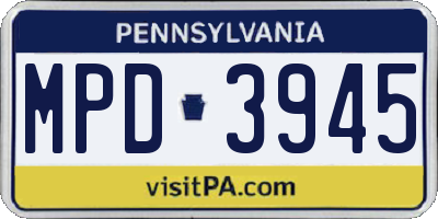 PA license plate MPD3945
