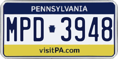 PA license plate MPD3948