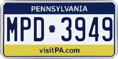 PA license plate MPD3949