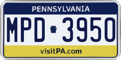 PA license plate MPD3950
