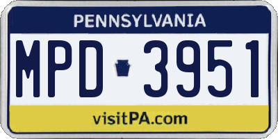 PA license plate MPD3951