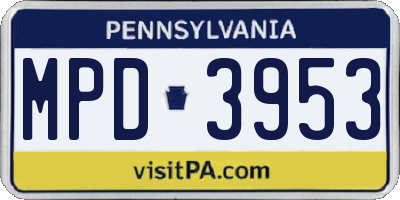 PA license plate MPD3953