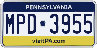 PA license plate MPD3955