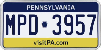 PA license plate MPD3957