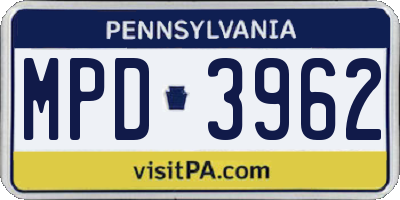 PA license plate MPD3962