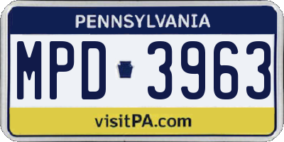PA license plate MPD3963
