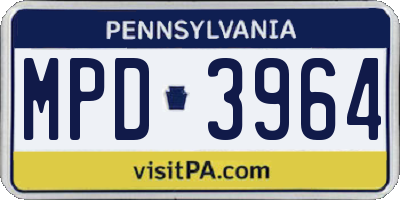 PA license plate MPD3964