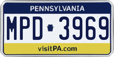 PA license plate MPD3969