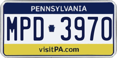 PA license plate MPD3970