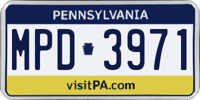 PA license plate MPD3971