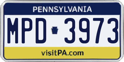 PA license plate MPD3973