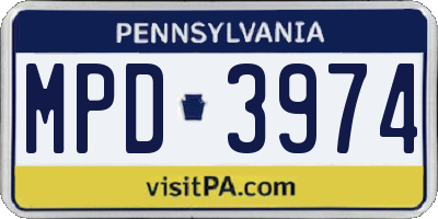PA license plate MPD3974