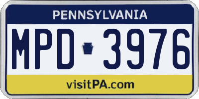 PA license plate MPD3976