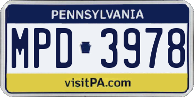 PA license plate MPD3978
