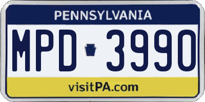 PA license plate MPD3990