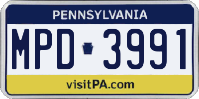 PA license plate MPD3991