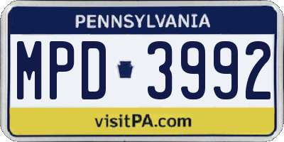 PA license plate MPD3992