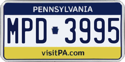 PA license plate MPD3995