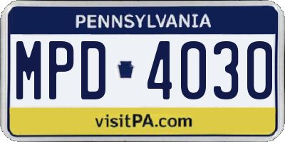 PA license plate MPD4030