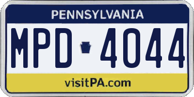 PA license plate MPD4044
