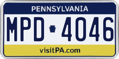 PA license plate MPD4046
