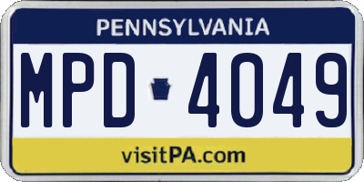 PA license plate MPD4049