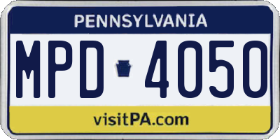 PA license plate MPD4050