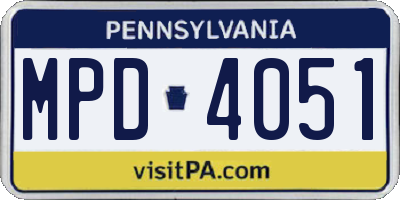 PA license plate MPD4051