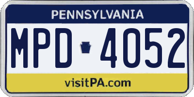PA license plate MPD4052