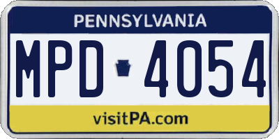 PA license plate MPD4054