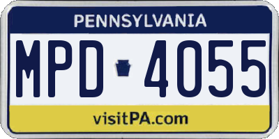 PA license plate MPD4055