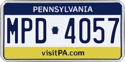 PA license plate MPD4057