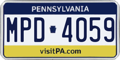 PA license plate MPD4059