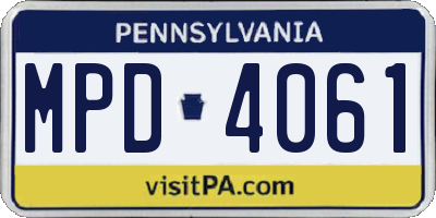 PA license plate MPD4061