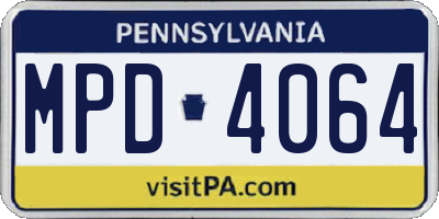PA license plate MPD4064