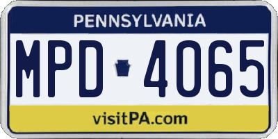 PA license plate MPD4065