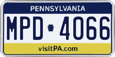 PA license plate MPD4066