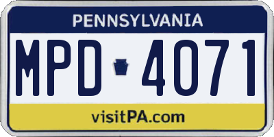 PA license plate MPD4071