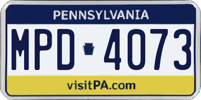PA license plate MPD4073
