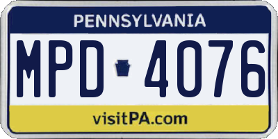 PA license plate MPD4076