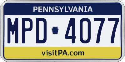 PA license plate MPD4077