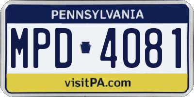 PA license plate MPD4081