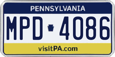 PA license plate MPD4086