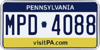 PA license plate MPD4088