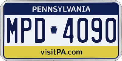 PA license plate MPD4090