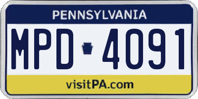 PA license plate MPD4091